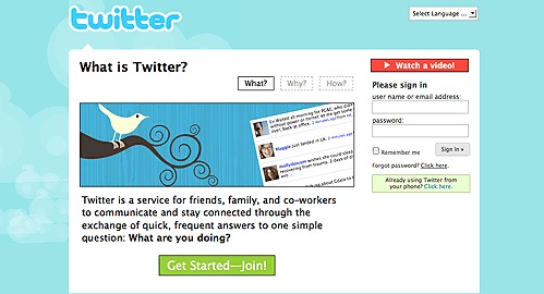 Twitter old homepage